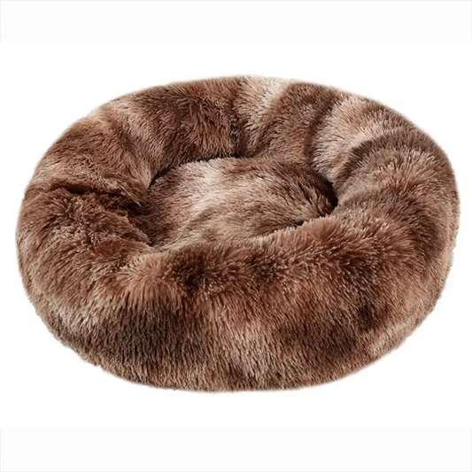 Warm Round Pet Bed – Long Plush Comfort for Medium & Large Dogs