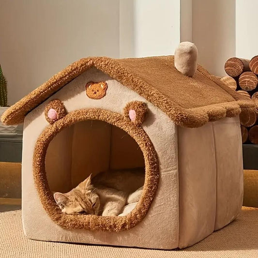 Foldable Pet House Bed | Washable Cat Cave Sofa for Small Dogs & Cats