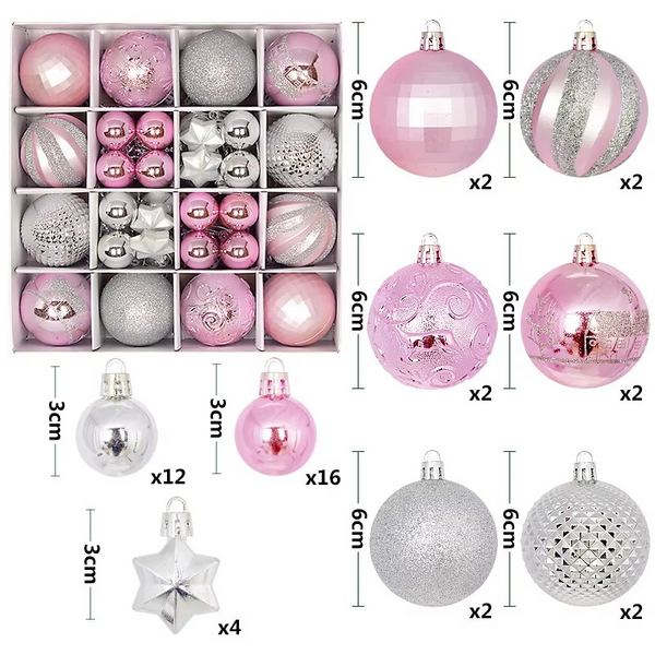 44Pcs 3/6CM Small Christmas Ball Christmas Tree Decoration Ornaments