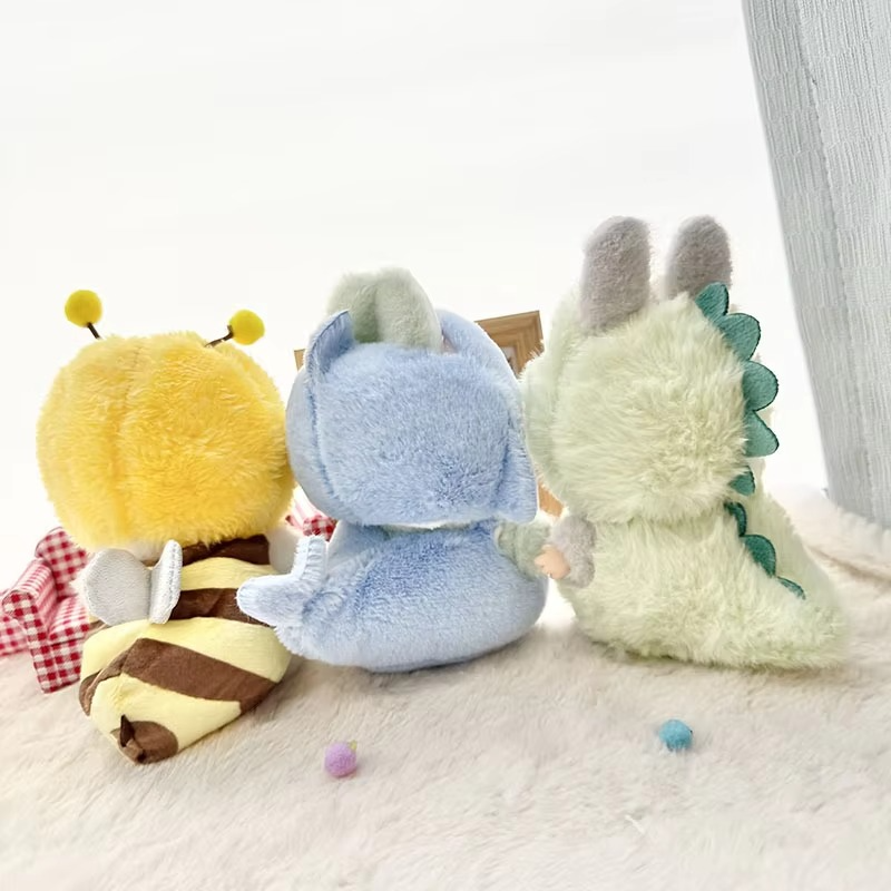 DIY Cute Clothes For 17cm Labubu Pendant Sitting Doll Shark Bee Dinosaur Mini Do