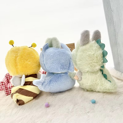 DIY Cute Clothes For 17cm Labubu Pendant Sitting Doll Shark Bee Dinosaur Mini Do