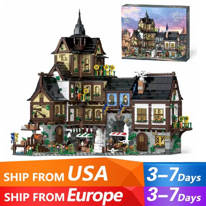 3867PCS MOC Medieval Town Buildings – Modular Village Architecture Block Set