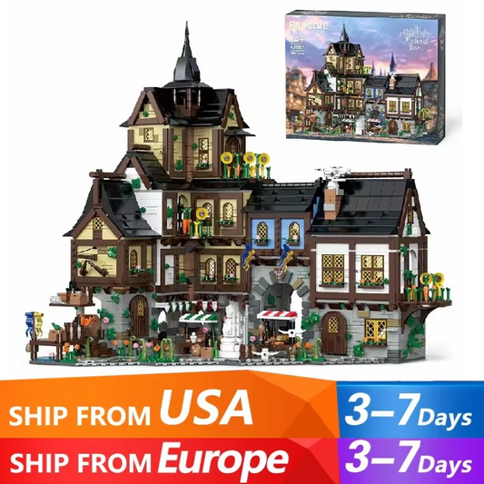 3867PCS MOC Medieval Town Buildings – Modular Village Architecture Block Set