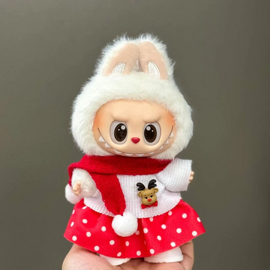 Labubu V1/V2/V3 Christmas Deer Outfit – Red Clothes Set Accessories
