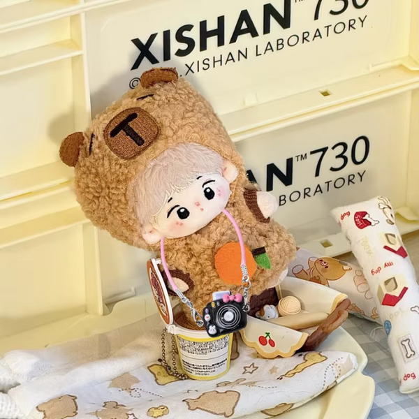 Doll Clothes For Labubu Capibara Set Jumpsuit Kawaii Headwear Camera 3PCS/Pack