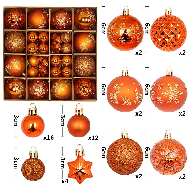 44Pcs 3/6CM Small Christmas Ball Christmas Tree Decoration Ornaments