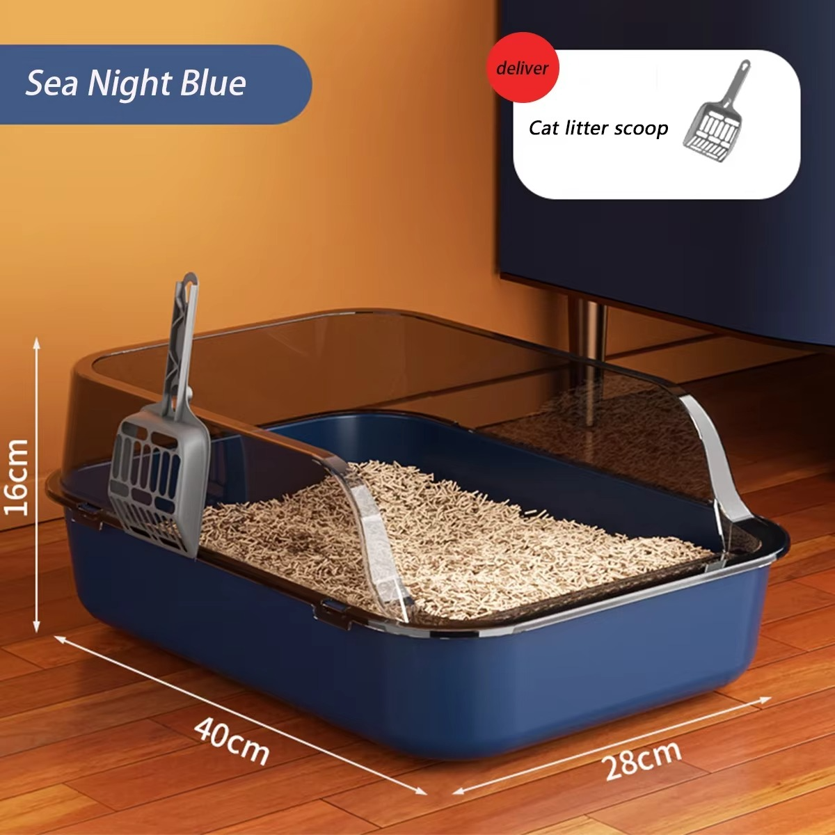 Kitty Sandbox Cat Litter Box Semi-enclosed Splashproof Cat Tray Cat Toilet Clean
