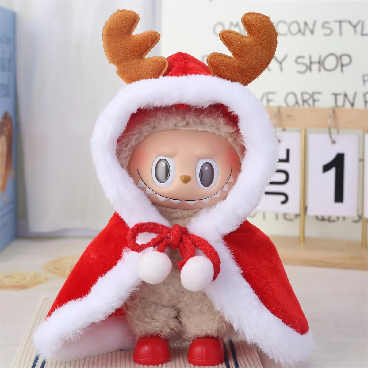 Labubu V1/V2/V3 Christmas Deer Outfit – Red Clothes Set Accessories