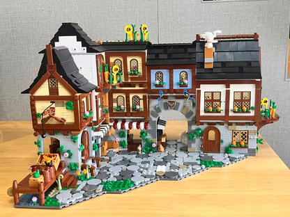 3867PCS MOC Medieval Town Buildings – Modular Village Architecture Block Set