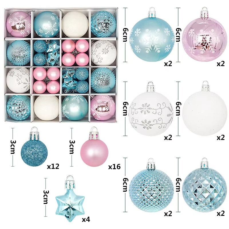 44Pcs 3/6CM Small Christmas Ball Christmas Tree Decoration Ornaments