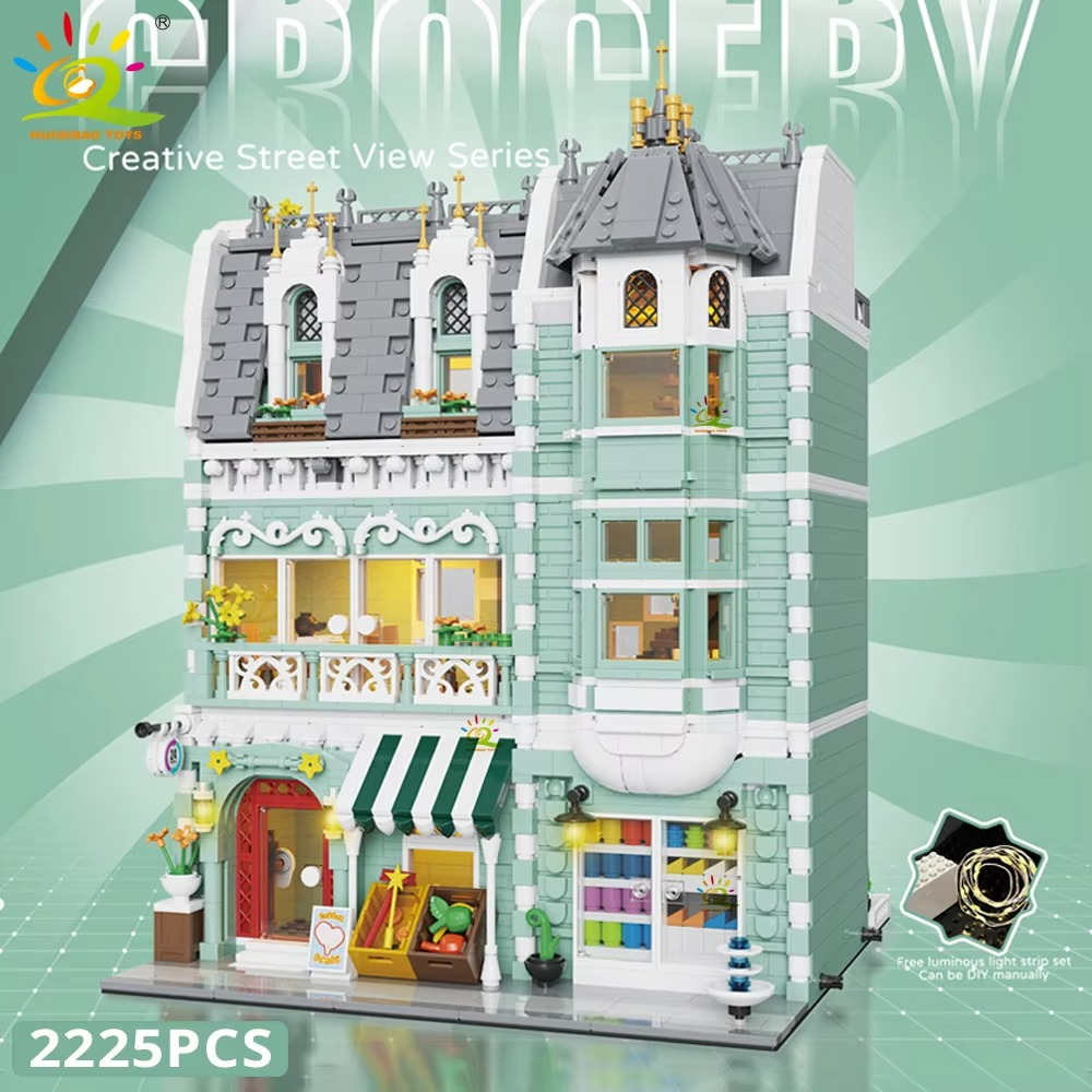 HUIQIBAO Coffee Shop Street View – Micro City Architecture Block Set (With box and light)