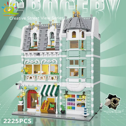 HUIQIBAO Coffee Shop Street View – Micro City Architecture Block Set (With box and light)