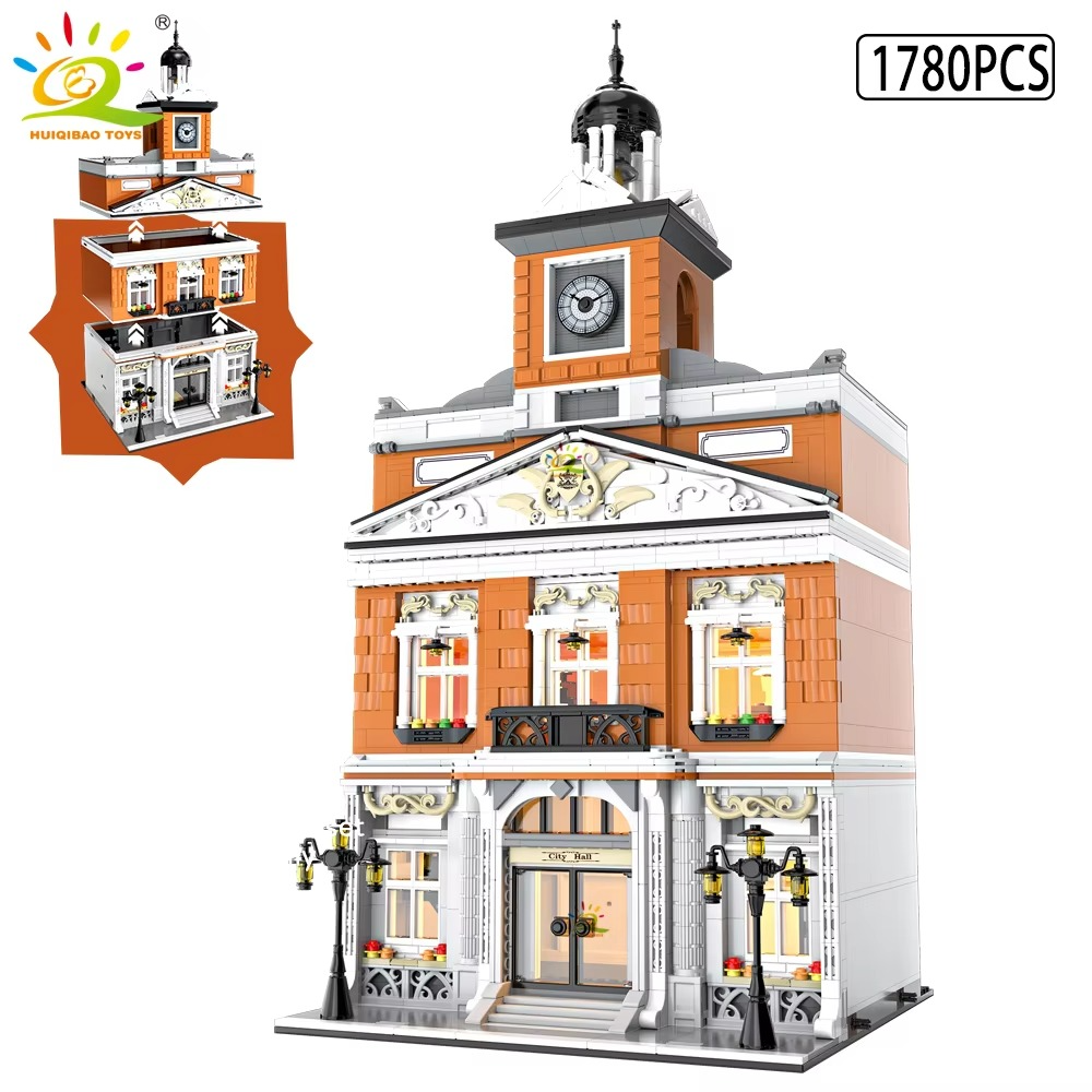HUIQIBAO Coffee Shop Street View – Micro City Architecture Block Set (With box and light)