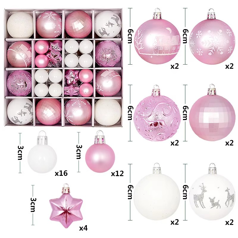44Pcs 3/6CM Small Christmas Ball Christmas Tree Decoration Ornaments