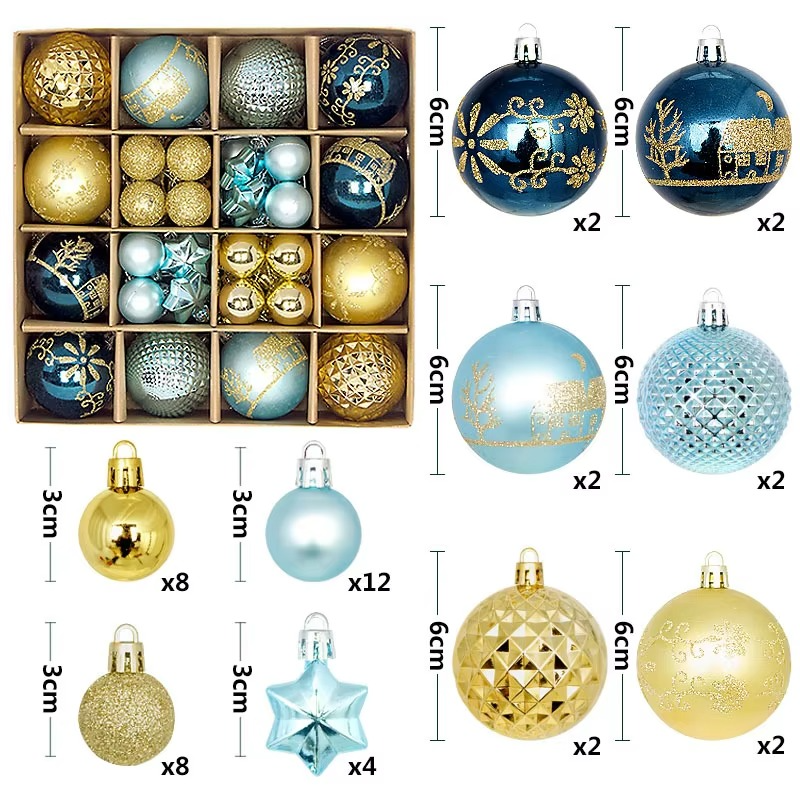 44Pcs 3/6CM Small Christmas Ball Christmas Tree Decoration Ornaments