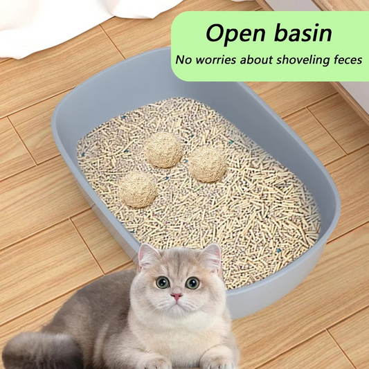 Kitty Sandbox Cat Litter Box Semi-enclosed Splashproof Cat Tray Cat Toilet Clean