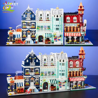 HUIQIBAO Coffee Shop Street View – Micro City Architecture Block Set (With box and light)