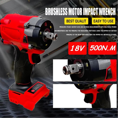 Brushless Impac Wrench 500N.m Electric Driver 1/2" Repair Cordless Screwdriver