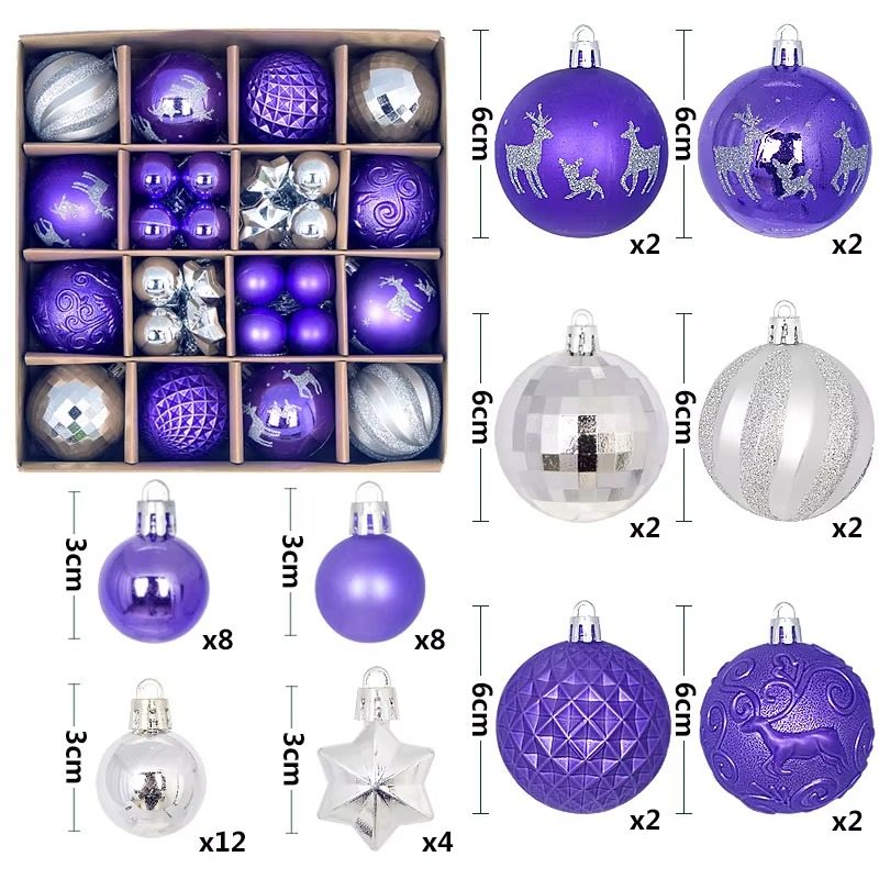 44Pcs 3/6CM Small Christmas Ball Christmas Tree Decoration Ornaments