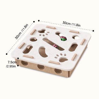 Pet Cat Puzzle Maze Holes Toys Felt Box With Bell Ball Kitten Playing Toys Inter