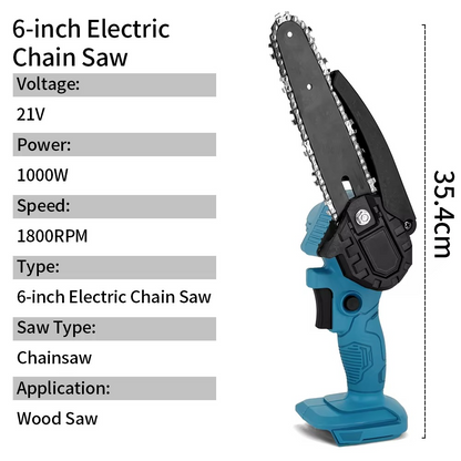 4/6 Inch Cordless Electric Chainsaw – Handheld Pruning & Wood Cutting Tool