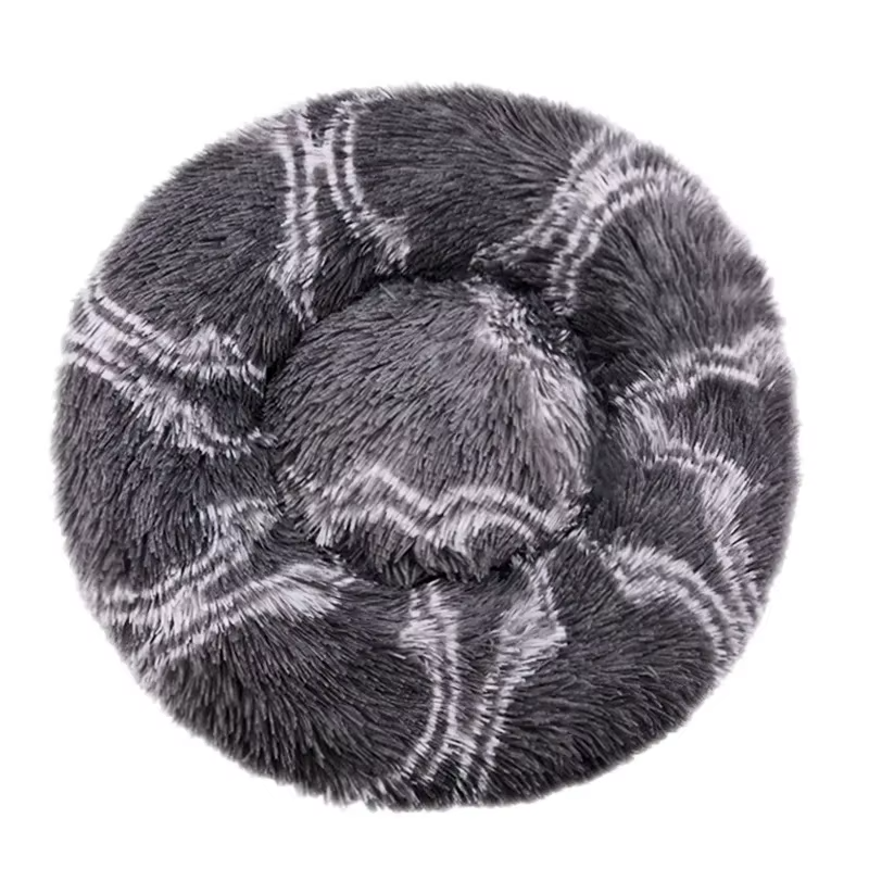 Warm Round Pet Bed – Long Plush Comfort for Medium & Large Dogs