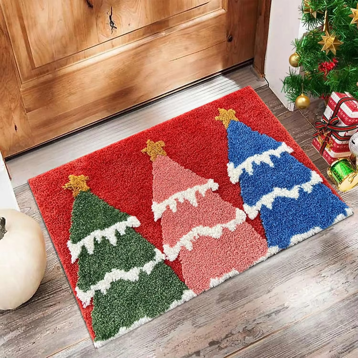 Christmas Door Mat Red Santa Claus Outdoor and indoor Gingerbread Man Carpet New