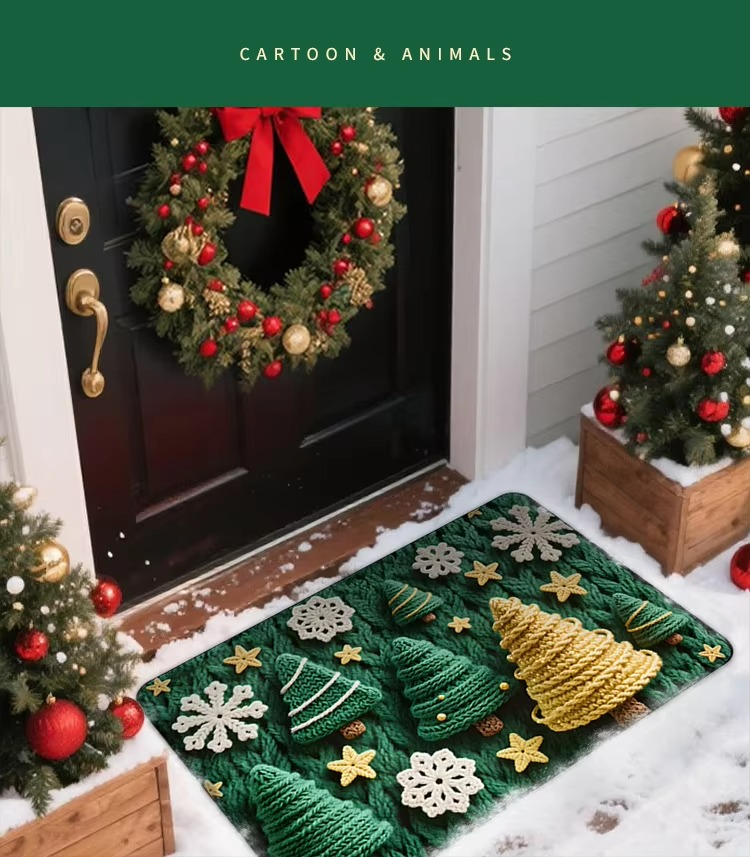 Christmas Door Mat Red Santa Claus Outdoor and indoor Gingerbread Man Carpet New