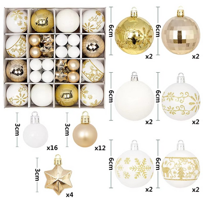 44Pcs 3/6CM Small Christmas Ball Christmas Tree Decoration Ornaments