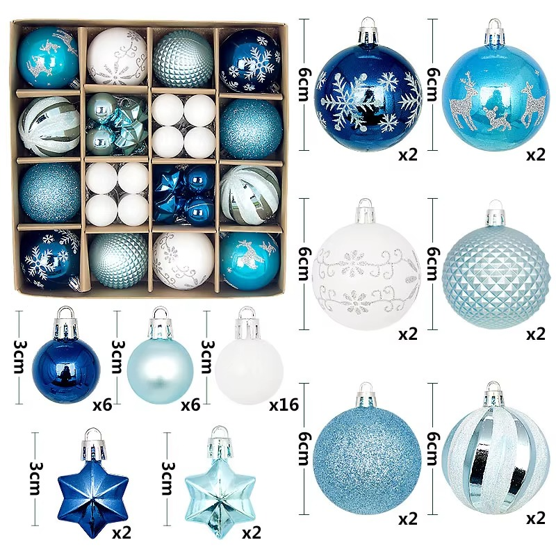 44Pcs 3/6CM Small Christmas Ball Christmas Tree Decoration Ornaments