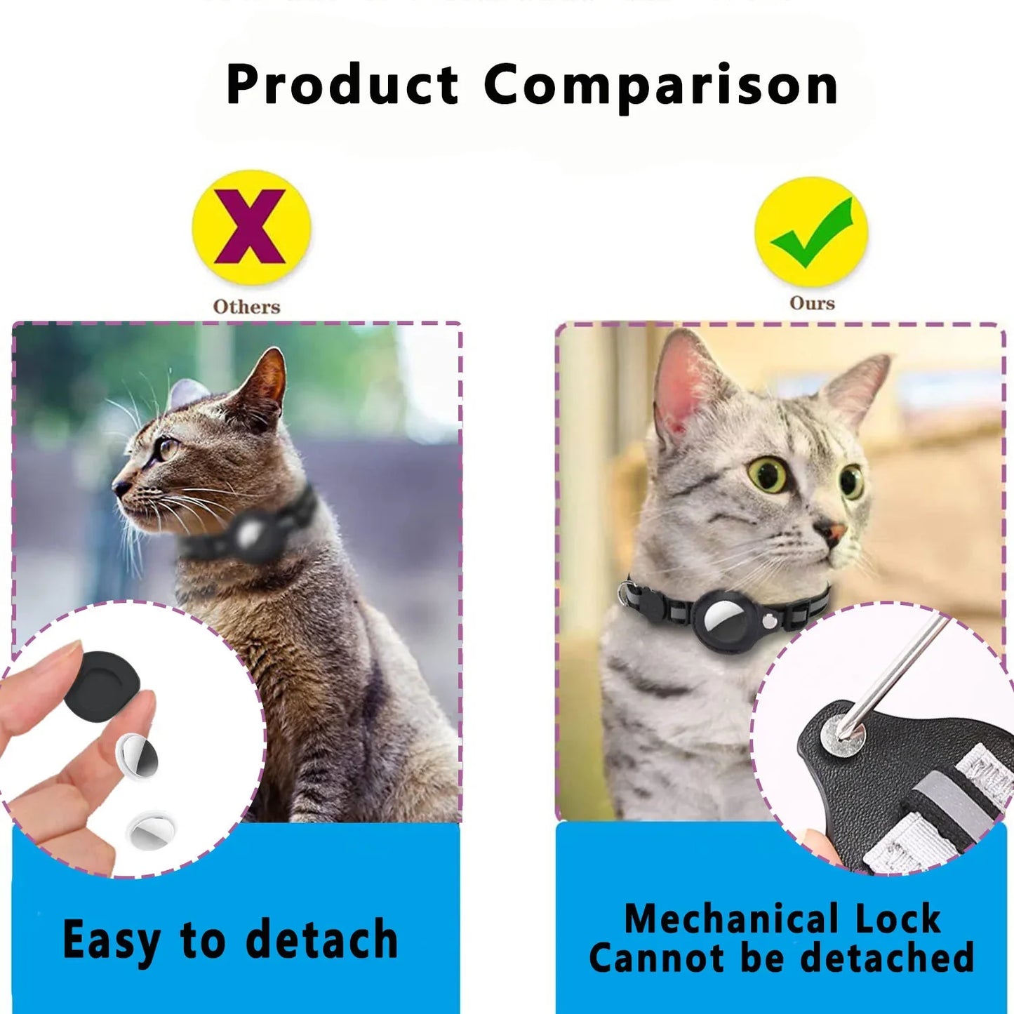 Cat AirTag Collar Adjustable AirTag Cat Collar aterproof AirTag Kitten Collar