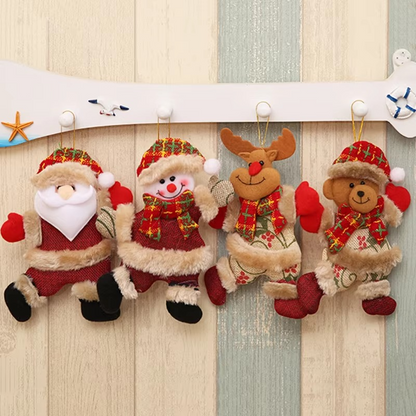 4Pcs Christmas Ornaments Gift Santa Claus Snowman Tree Toy Doll Hang Decorations