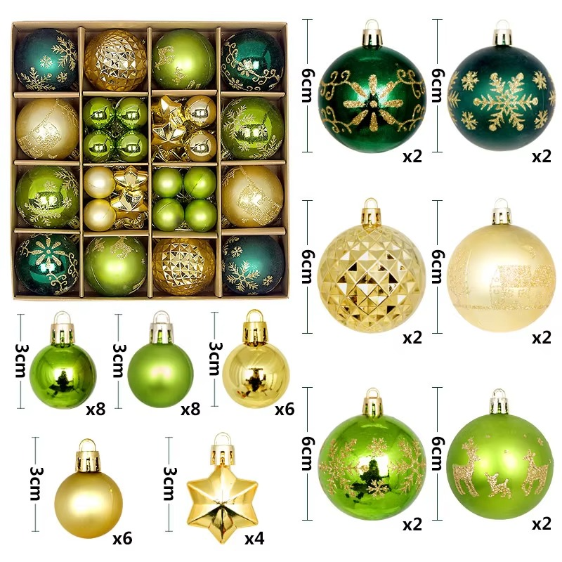 44Pcs 3/6CM Small Christmas Ball Christmas Tree Decoration Ornaments