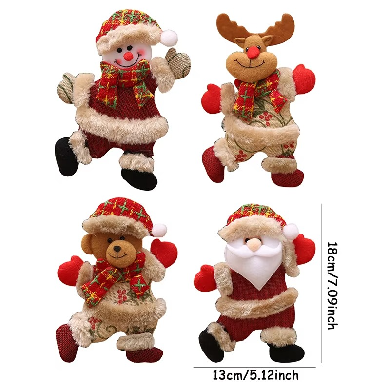 4Pcs Christmas Ornaments Gift Santa Claus Snowman Tree Toy Doll Hang Decorations