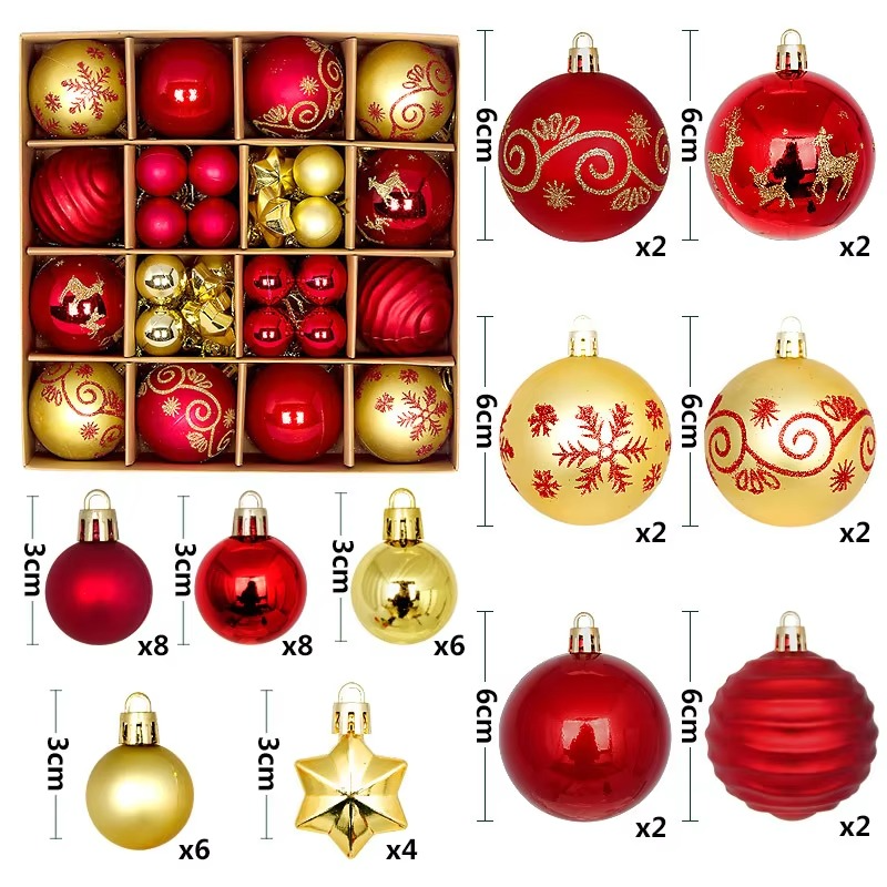 44Pcs 3/6CM Small Christmas Ball Christmas Tree Decoration Ornaments