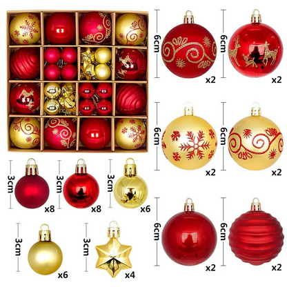44Pcs 3/6CM Small Christmas Ball Christmas Tree Decoration Ornaments