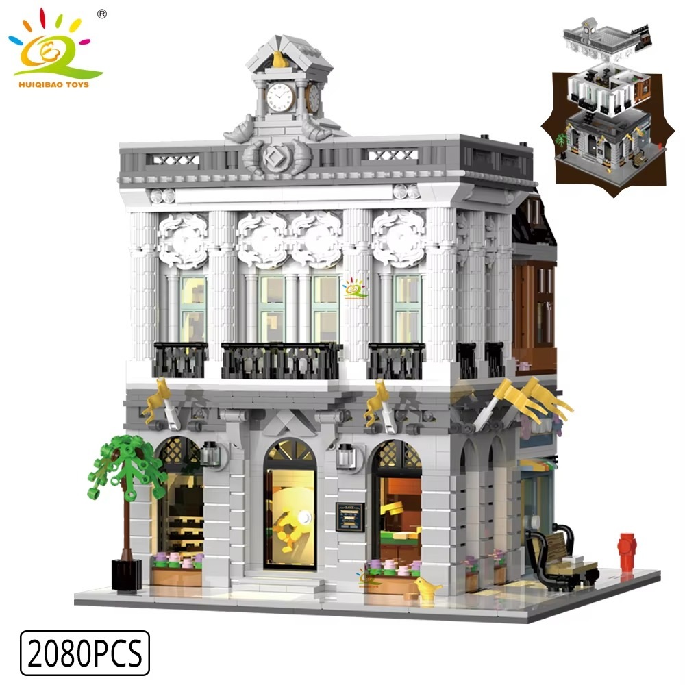 HUIQIBAO Coffee Shop Street View – Micro City Architecture Block Set (With box and light)