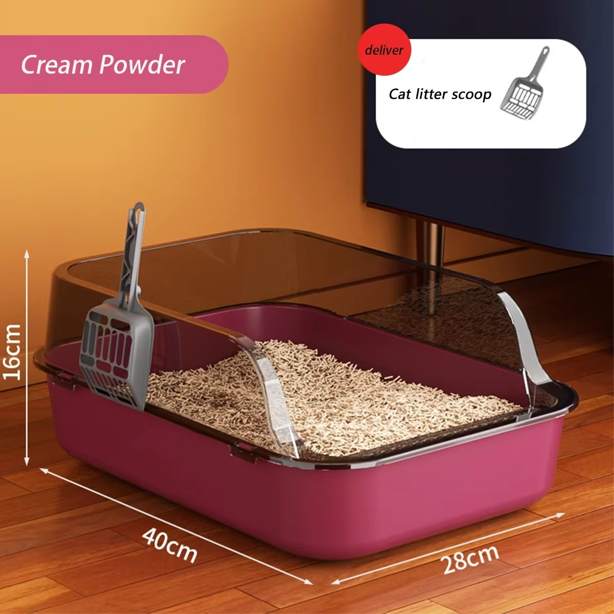 Kitty Sandbox Cat Litter Box Semi-enclosed Splashproof Cat Tray Cat Toilet Clean