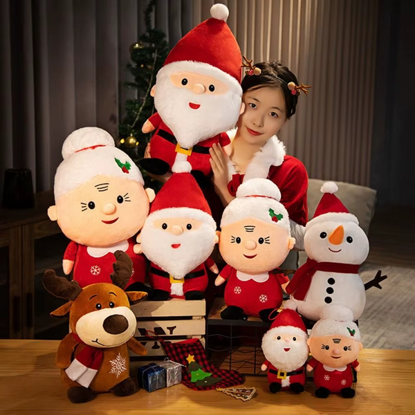 hristmas Santa & Reindeer Plush Dolls – Soft PP Cotton Stuffed Toy