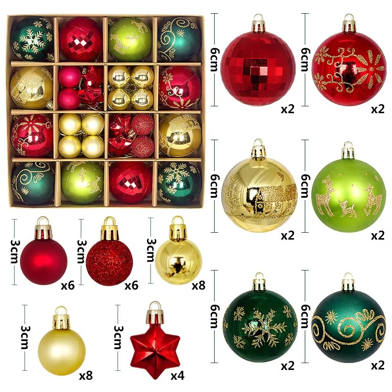 44Pcs 3/6CM Small Christmas Ball Christmas Tree Decoration Ornaments