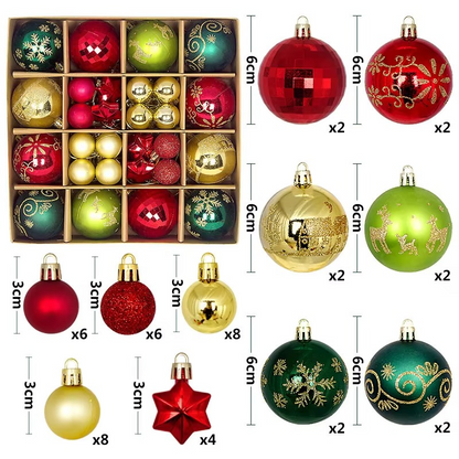 44Pcs 3/6CM Small Christmas Ball Christmas Tree Decoration Ornaments